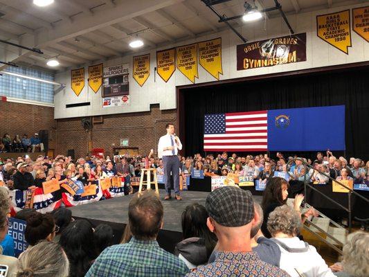 Listening to Mayor Pete speak at Sparks High School.