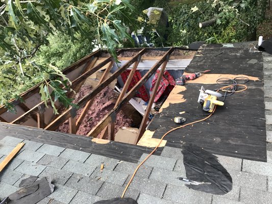 Fire damaged on roof repair