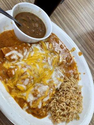 Chipotle Enchiladas with Charro Beans