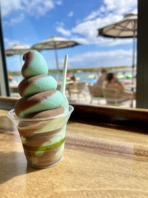 Blue vanilla/ chocolate soft serve