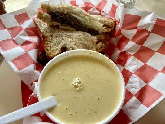 Creamy Jalapeño soup and Hot pastrami