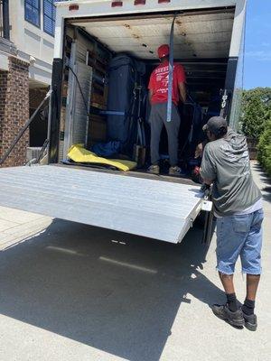 Further wrapping and securing for transport in truck.