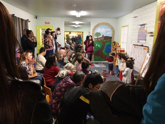 Chinese New Year Students show off their singing talent and artwork.