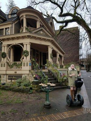 The bubbler fountain and the owner of the bubbler's house