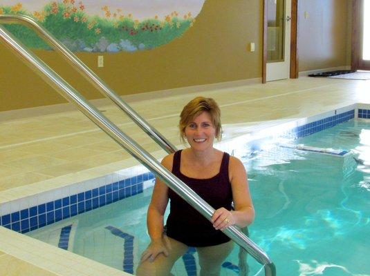 Estelle in the pool facility