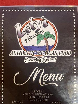 Front of Menu