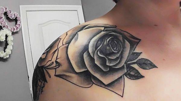 Rose shoulder piece by Jeff Martinez