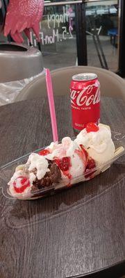 Banana split and Coke as I had ordered