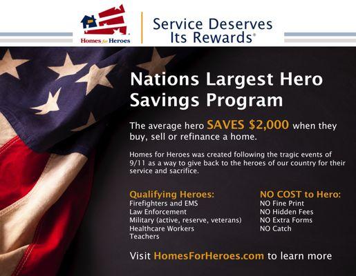 WE OFFER HOMES4HEROES w/ A FREE APPRAISAL