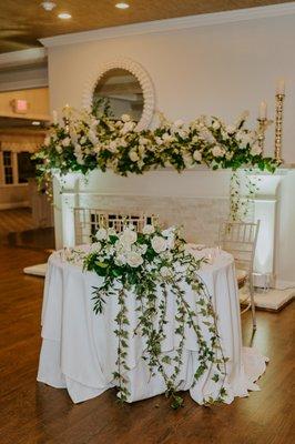 Sweetheart Table and Fireplace in Ballroom | Bold As Love Studios