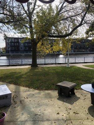 Looking out back onto the riverfront. Go for a walk before or after.