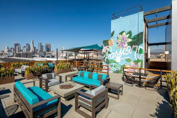 Rooftop Deck with Fireplace and views of Los Angeles