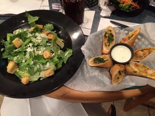 Chicken taquitos and side Caesar salad in the Harbor Grill - yum!