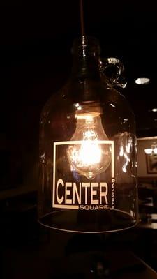 Growler light covers add to the charm of this brew pub