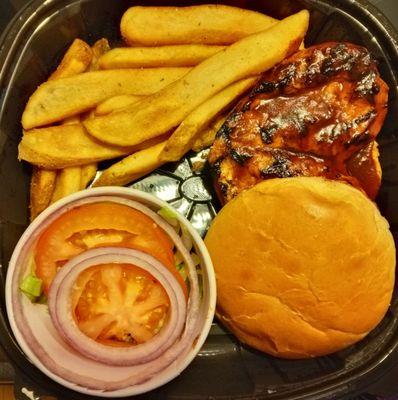 BBQ Chicken Sandwich and Steak Fries