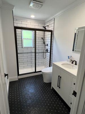 Bathroom renovation we did with tankless toilet/ bidet and custom shower