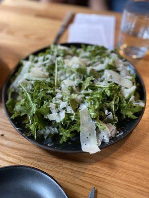 Anchovy garlic steak, arugula, shaved grand padano, salsa verde ($39)