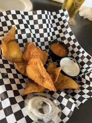 Buffalo chicken ragoons with a side of ranch