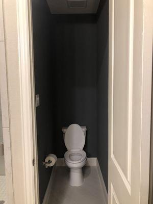 Painted toilet room in master bathroom