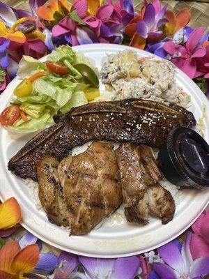 Kalbi Short Rib + BBQ Chicken Combo