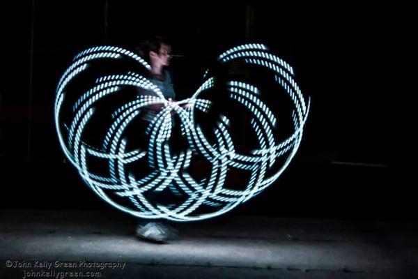 Led hula hoops create stunning visual affects.