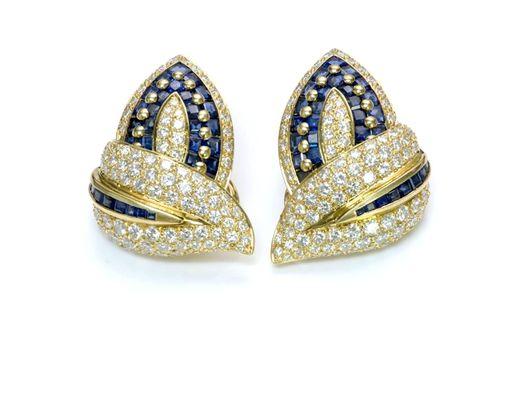 Craig Drake Sapphire Diamond Gold Earrings