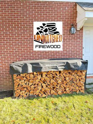 Firewood, Delivered and Stacked on a new Rack with All-Season Cover