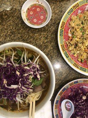 Spicy Beef Vermicelli Soup and Shrimp Fried Rice