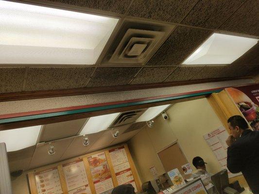 I don't think that they ever cleaned up this location the ceiling has holes in it the walls has holes in it there's dirt