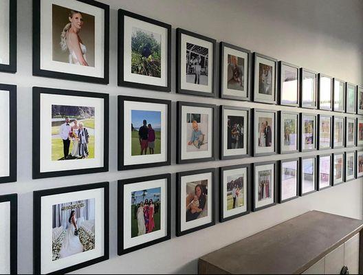 photo wall, photo collage framing, and installation