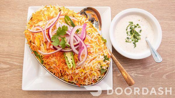 Biryani (available in Vegetable, Chicken, Lamb and Goat)