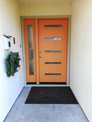 Our new front door and side light, installed by Kraft Screen & Door