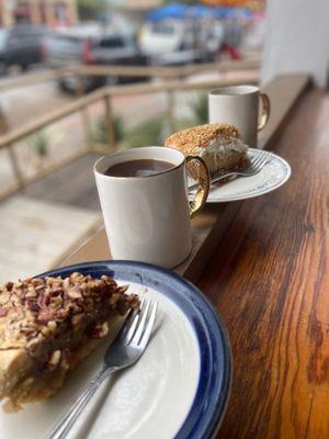 Drunken Pecan & Honey Nutty pies. With fresh prepared French-press coffee. Absolutely amazing!!