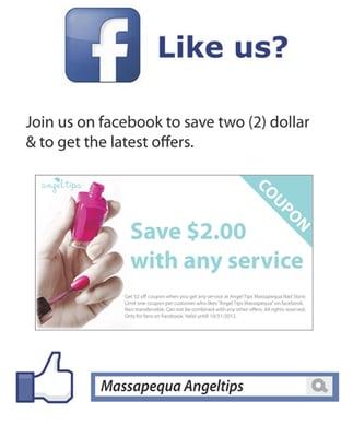 Massapequa Angel Tips recently opened a page on Facebook. Join as a fan can save $2 for any service and view special offer.