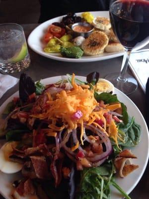 Delicious spinach salad (half spin/half mixed greens) and a croustini platter. My salad ($10) was excellent! Worth a return visit!