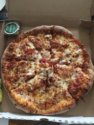 Sausage, pepperoni, and 6 cheese