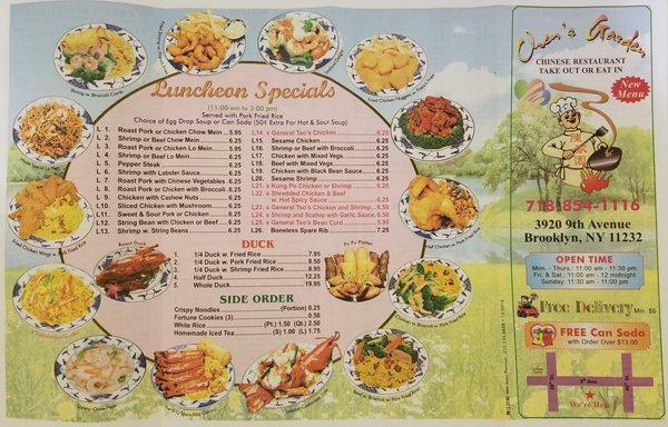 Lunch special menu