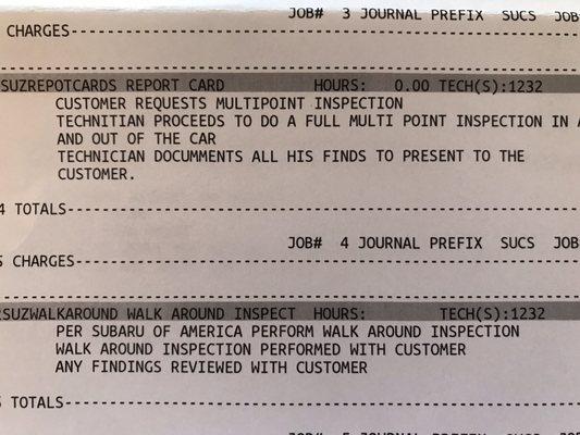 On this invoice where it references interactions with the customer are untrue.  "Findings reviewed with customer" is a lie.