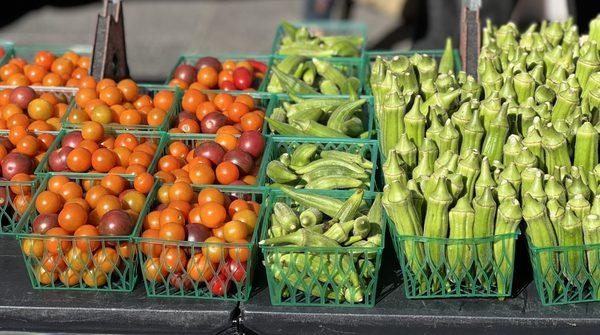 Fresh okra and tomatoes