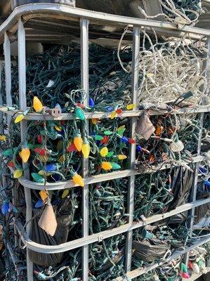 Broken Christmas lights waiting to be recycled!