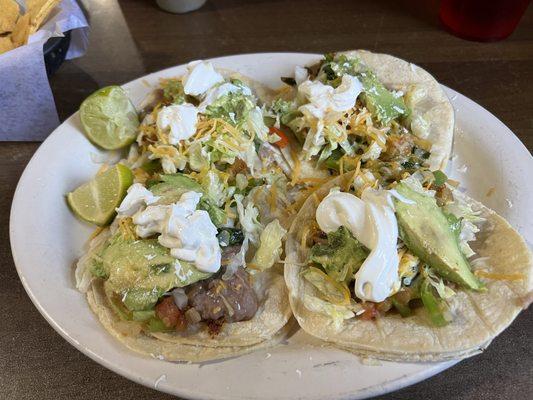 Four veggie tacos off the lunch menu