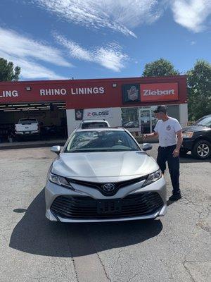 Mike Jensen of Quakertown, PA looking over the 2020 Camry