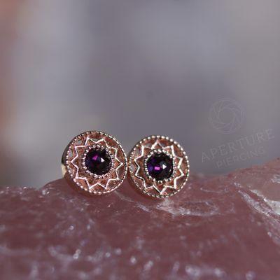 Rose gold and amethyst in a pair of Banderas from BVLA.