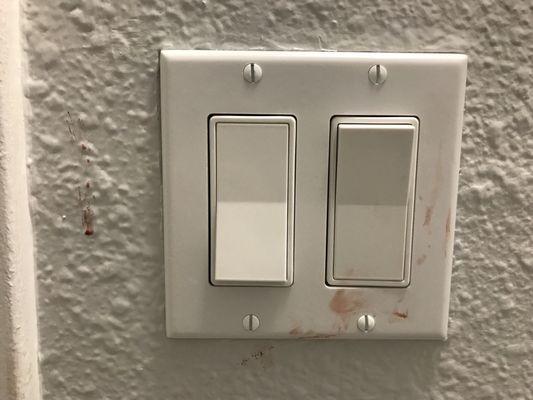 I stayed here on 6/12/18 and this was on the light switch in the bathroom. Looks a lot like blood. Disgusting! Never staying here again.