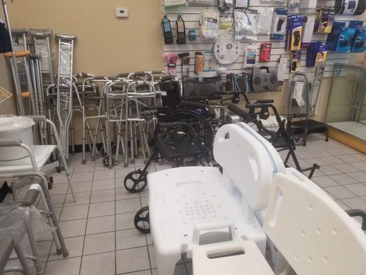 We carry a variety of walkers, bedside commodes, shower chairs, canes, crutches, and rollators.