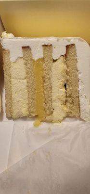 White chocolate lemon cake slice