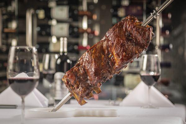 Juicy pork ribs - just one of 16 different all-you-can-eat meats at Churrasco Palm Springs