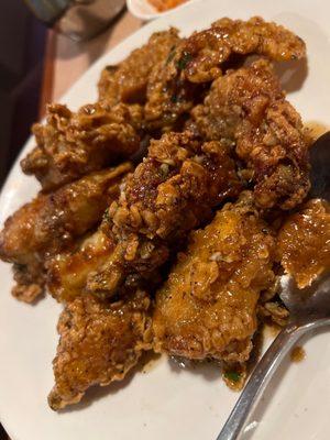 Nit on regular  menu, Korean spicy chicken wings  best on this area