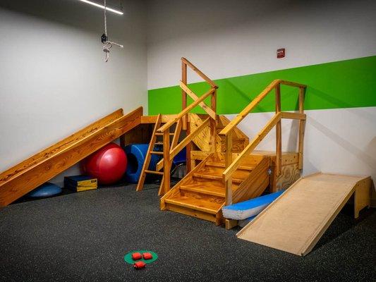 The spacious gym at North Shore Pediatric Therapy Lincolnwood