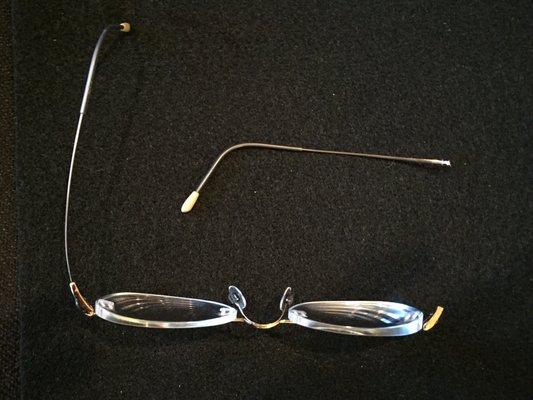 My Silhouette brand rimless glasses broken template